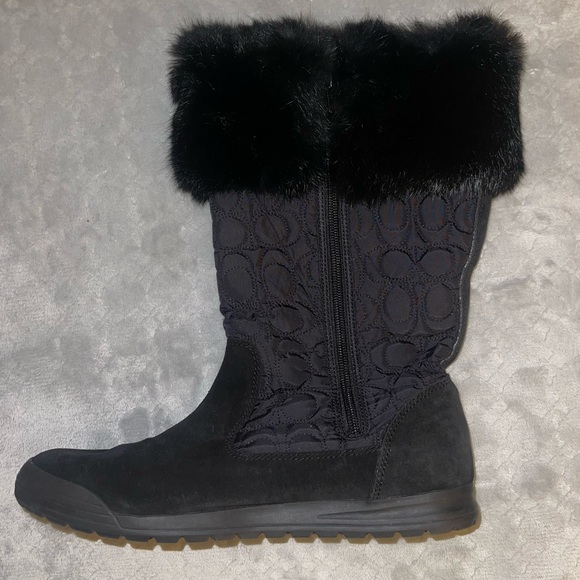 Coach Talen Black suede and faux fur Winter boots - Picture 2 of 6